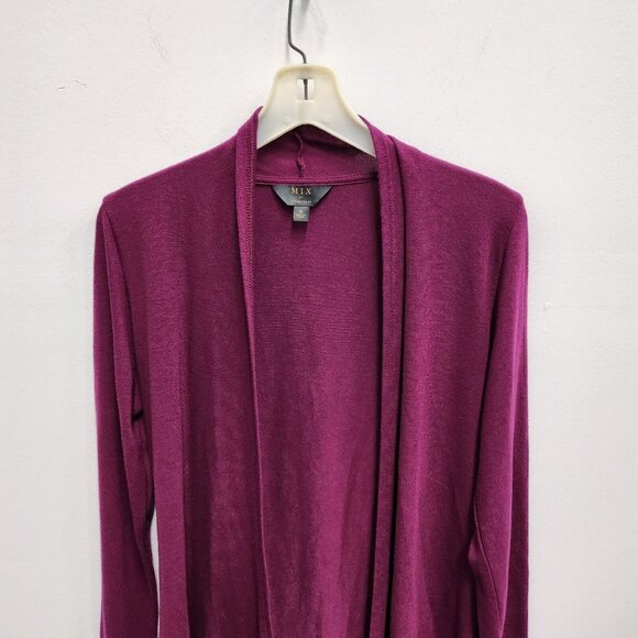 Mix By 41 Hawthorn Womens Cardigan Small Burgundy Open Front Lightweight - Picture 2 of 6